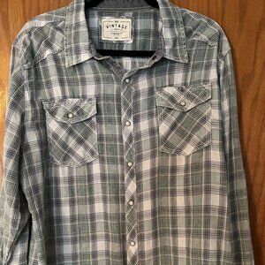BKE Mens long sleeve shirt pearl snap buttons XXL